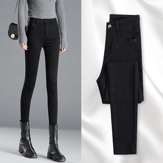 High Waist Pants W/zipper Jeans Skinny 4 Colors for Women Plus Size black (6)