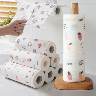 50PCS/Roll Reusable Cleaning Cloths Lazy Rag Absorbent Wet Dry Washable Disposable Dish Paper Towel Cloth Roll Kitchen Cleaning towel (1)