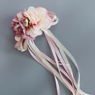 Silk Ribbon Flower Wedding Party Artificial Flowers Bridal Car Mirror Door Decoration TUE88