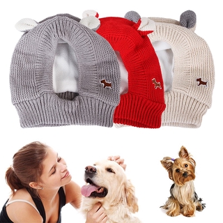 ∋♈Christmas Clothes Dog Hats Winter Warm Knitted Pet Dogs Hats Funny Cat Dog Clothes Accessories Pet