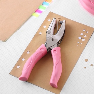 Hand Held Pink Metal Paper Hole Punch Heart Circle Shape Single Hole for Scrapbook Notebook Greeting