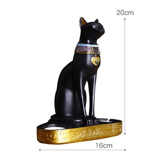 VIĆI Egyptian Black Cat Ancient Candle Holder Gold Home Decoration (9)