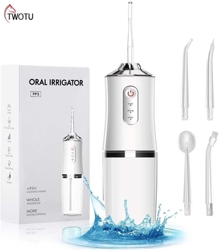 Water Flosser Cordless Dental Oral Irrigator, 220ML Portable Rechargeable Waterproof, 3 Modes and 4