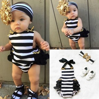 Cute Baby Girls Clothes Stripe Bodysuit Romper Jumpsuit