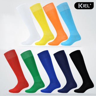 kiel ღ Men Sports Solid Color Breathable Elastic Soccer Football Long Tube Socks