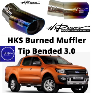 [Ready Stock]◆❃Car HKS Burned Muffler Tip Bended 3.0" Diameter Inner Universal for SUV, Van and Pick