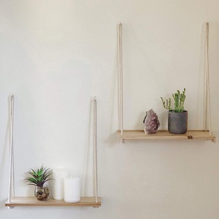 【Loveinhouse】Nordic Style Wooden Retro Hanging Rack Household Hanging Shelf With Twine (4)