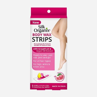 【Ready Stock】™Silk Organix 8-Pack Body Wax Strips with Grapefruit and Argan Oil Extracts