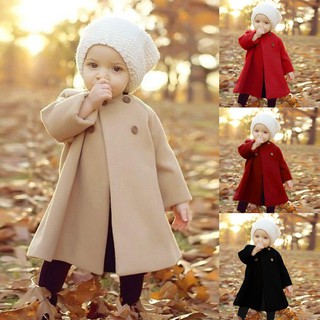 ™tracymic ™Autumn Winter Girls Kids Baby Outwear Cloak Button Jacket Warm Coat Clothes