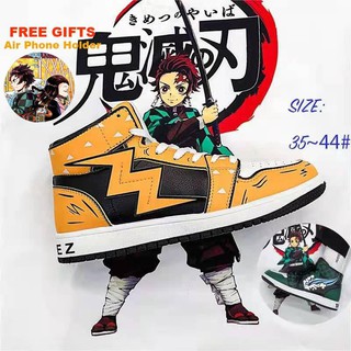 Anime Demon Slayer Co-branded AJ Couple Shoes Men's Shoes High Top Skateboard Shoes Casual Shoes Sports Shoes Tanjirou Zenitsu Student Shoes Fashion shoes (1)