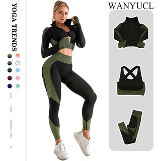 2/3Pcs Seamless Yoga Set Gym Fitness Clothing Women Yoga Suit Sportswear Female Workout Leggings Top