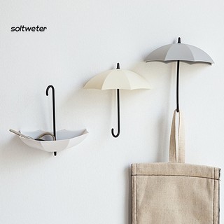 【ST】3Pcs Cute Umbrella Wall Hook Key Hanging Bag Brush Holder Decorative Organizer