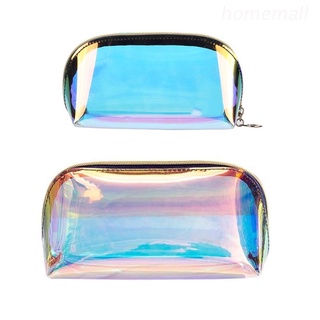 HO Holographic Makeup Bag Rainbow Iridescent Cosmetic Pouch Clear Toilet Organizer