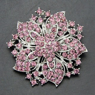 <Wholesale>Wedding Bouquet Silver Charm Rhinestone Crystal Flower Pin Brooch (5)