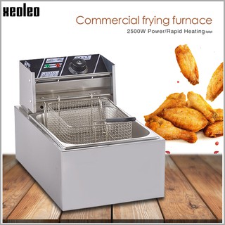 ℡XEOLEO Electric Fryer 6L Commercial fryer French fries fryer Stainless steel Chicken Frying machine