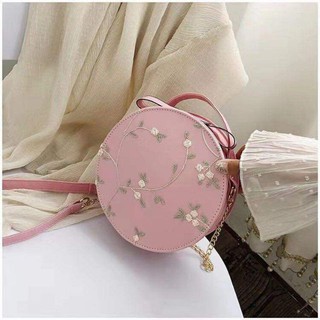 Korean Embroidered Leather Round Sling Bag (7)