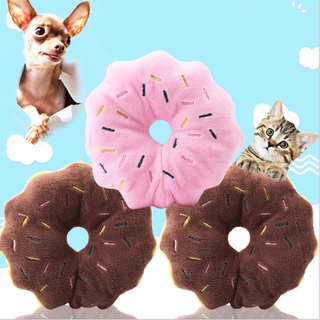 New pet plush toy dog toy vocal toy Pink doughnut wear-resistant anti bite cleaning teeth