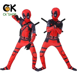 COD❀♟Deadpool Kids Cosplay Costume Superhero Deadpool Costumes Mask Suit Jumpsuit Bodysuit Halloween