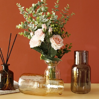 VIĆI Glass Translucent Elegant Flower Vase Pot Home Decor Decoration