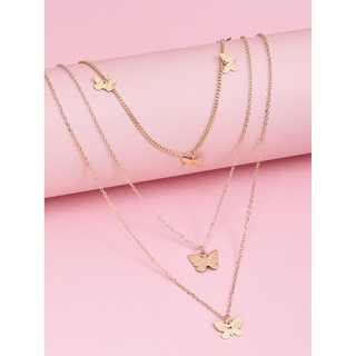 XUYU Korean Delicate Butterfly Collarbone Chain Simple Personality Alloy Lady Multilayer Necklace (2)