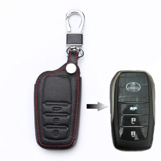 Leather Car Key Case Cover Holder Chain For Toyota Chr Land Cruiser Avensis Auris Corolla RAV4 Prius Prado Camry Crown