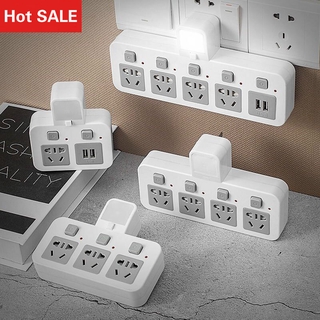 【Ready stock】 Electrical Plug with Light Multi Wall Sockets usb Ports power strip Extension Adaptor Individually Switches（not US plug）