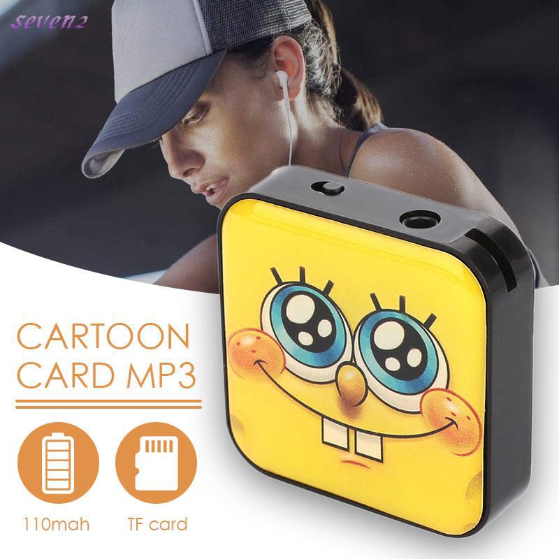SpongeBob Mini MP3 Player USB TF SD Card Rechargeable Sport Walkman Creative Cartoon MP3