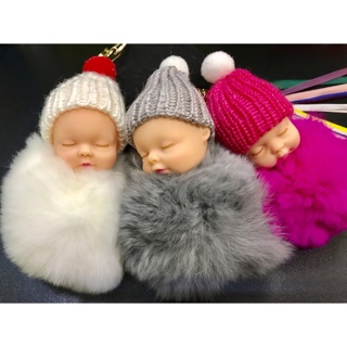 Baby pompoms furball keychain women bag charm accessories