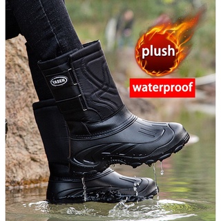 ✿winter boots Waterproof Snow Boots Fishing Shoes Men Boots Rain Winter shoes Warm Fur Outdoor Camo