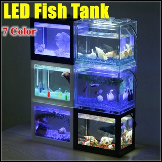 【USB Fish Tank】 Betta fish Mini Aquarium Fighting Cylinder Rumble Building block fish tank Spider