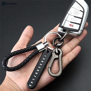 ST Car Keychain Phone Number Card Keyring Anti-lost Leather Plate Key Ring Auto Vehicle Key Chain Accessories