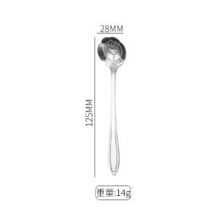 【READY STOCK】Creative golden rose stainless steel spoon coffee dessert milk powder honey spoon long handle mixing spoon (6)