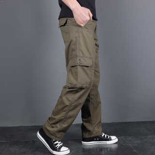 Cotton casual pants men s wear-resistant loose straight multi-pocket overalls men s trousers autumn (1)