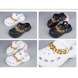 crocs Bae Clog with chain wedges sandals fashion slippers for women soft sole Korean fashion