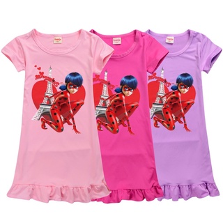 2-12 Years Kids T-Shirt Dress Ladybug Girl Dress Girls Casual Cartoon Baby Cotton Skirt
