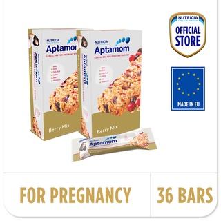 Nutricia Aptamom Prenatal Cereal Bar - Berry Mix with DHA (Bundle of 2) [36 bars x 40g]