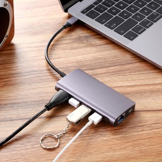 9 in1 Thunderbolt 3 USB Type C to HDMI HUB Adapter & RJ45 Ethernet &Card Reader Slot 3.5 mm port for MacBook (5)