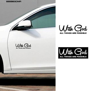 👍SEE🚓With God All Things Are Possible Car Window Self Adhesive Sticker