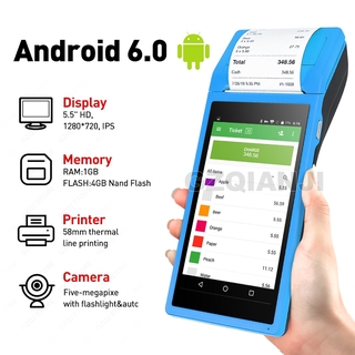 PDA POS Handheld Device Pos Terminal Built In Thermal Bluetooth Printer 58mm Wifi Android Rugged PDA Barcode Camera Scaner 1D 2D