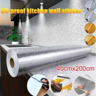 Kitchen Decor Sticker Oil-proof Waterproof Aluminum Foil Wall Paper Stove Cabinet Self Adhesive Wall Sticker