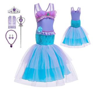 2020 Princess Little Mermaid Ariel Costume Outfit with Accessories Fancy Dress Up Girls kids