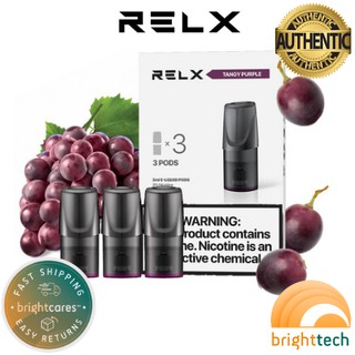 RELX Classic Pods Tangy Purple (Grapes) Pack of 3 - Original w/ QR Code Prefilled Vape Juice Pod