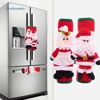 Coolscenery 2pcs/Set Christmas Refrigerator Handle Cover Cloth Santa Kitchen Microwave Oven Fridge Door Knob Protector Door Handle Cover