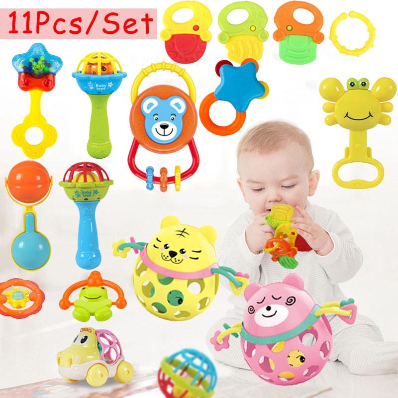 11Pack Newborn Teether Baby Toys Early Learning Education Infant Rattle BPA