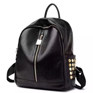 SHIWN Korean black Leather Backpack 3in1 Korean Backpack
