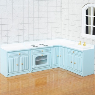 Doll House Miniature Kitchen Four-piece Combination with 1:12 Furniture Model Accessories Scene Sink Counter Set