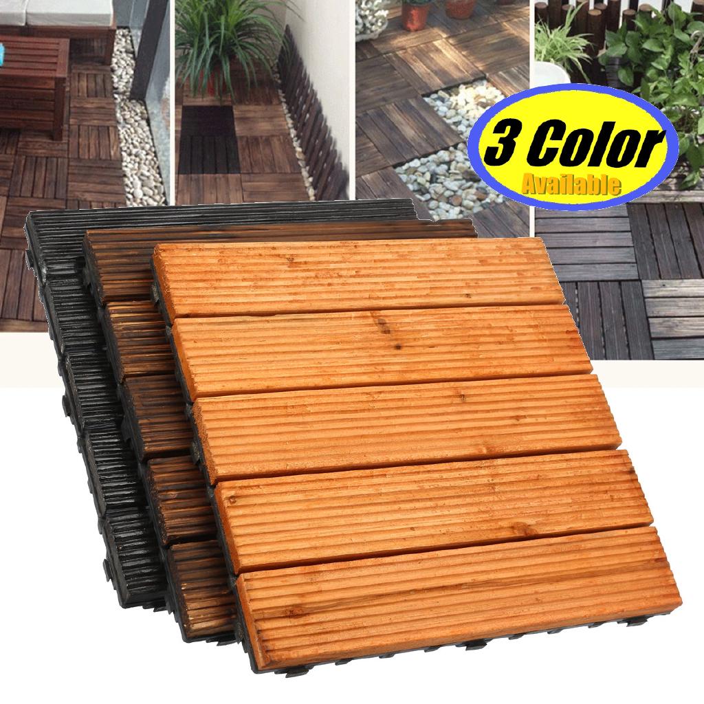 30x30cm DIY Wood Patio Interlocking Flooring Decking Tiles (1)