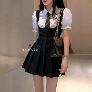 Little black dress strap dress female hot girl jk uniform pleated skirt