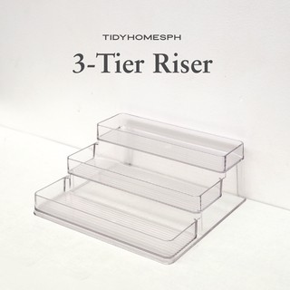 TIDYHOMESPH Clear Transparent 3-Tier Riser for Perfumes, Memorabilia, Pantry Items, Small Jars (2)