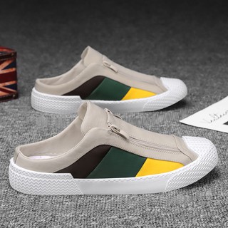 Half slippers men's summer thin breathable canvas shoes Korean version of the trend of casual men's shoes a pedal no heel lazy shoes